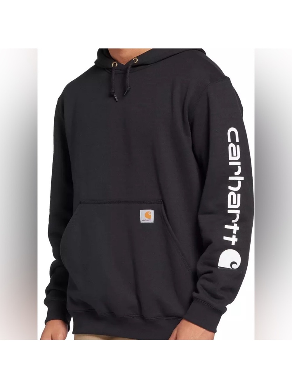 Carhartt Black Crewneck Hoodie with White Sleeve Logo
